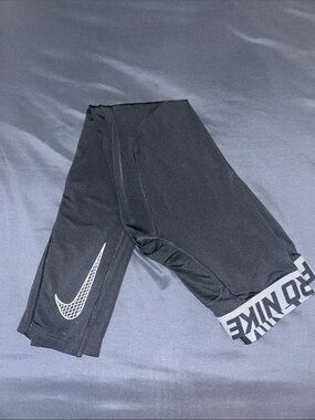 Nike Pro Black Kids Leggings with White Swoosh